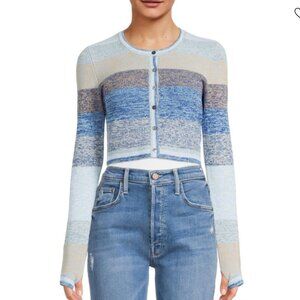 Jonathan Simkhai Bryson Space Dye Cropped Striped Cardigan Preppy Quiet Luxury